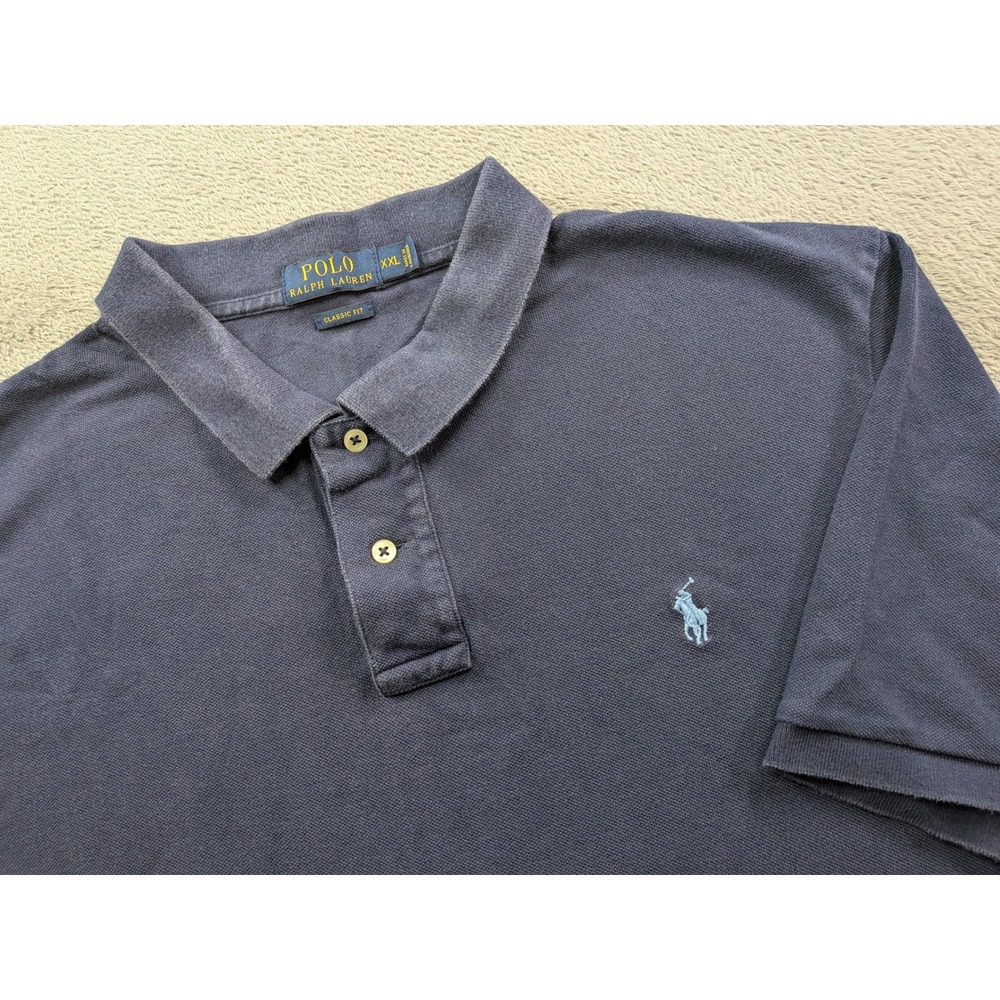 Polo Ralph Lauren Mens XXL Navy Blue Classic Fit Short Sleeve Polo Shirt Cotton